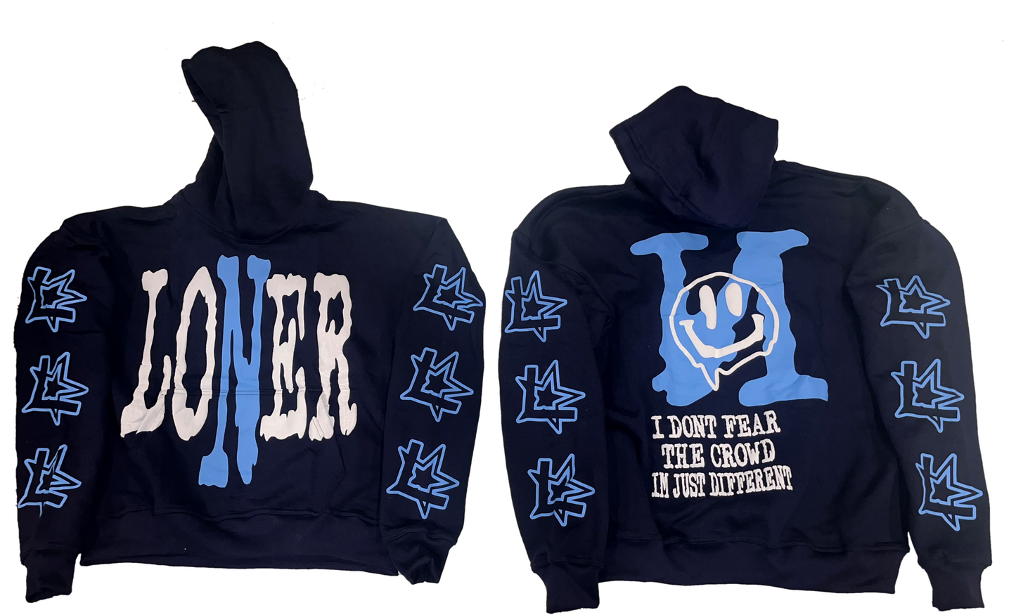 Navy Blue LoNer "I Don't Fear the Crowd" Hoodie